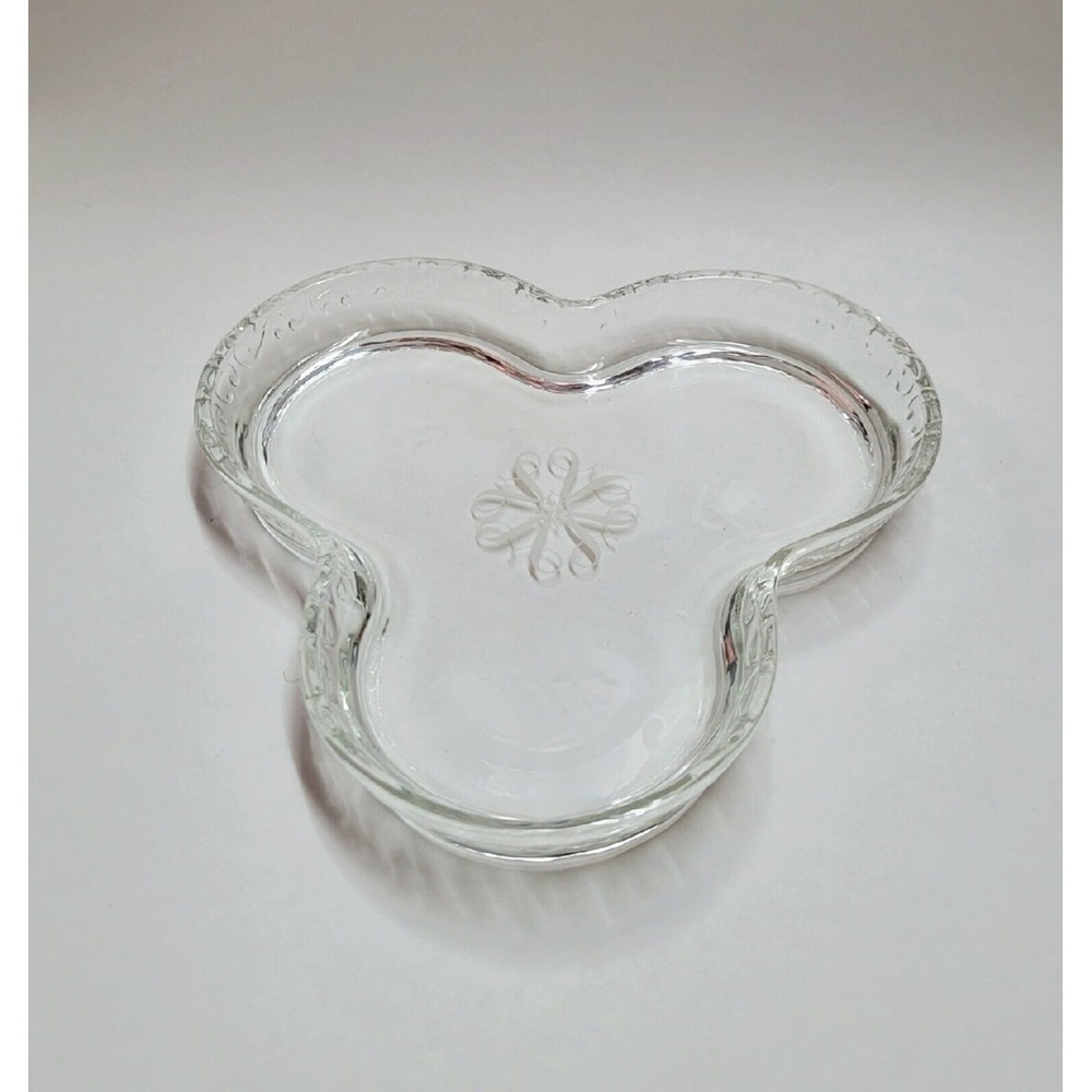 Vintage Avon Clover Shaped Clear Glass Trinket Candy Dish Hostess Gift